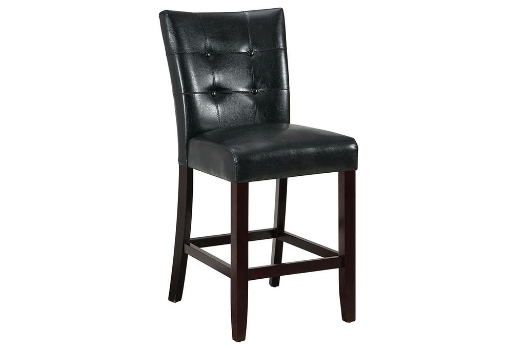 Set of 2 Black Faux Leather Tufted Counter Height Dining Chairs B1022