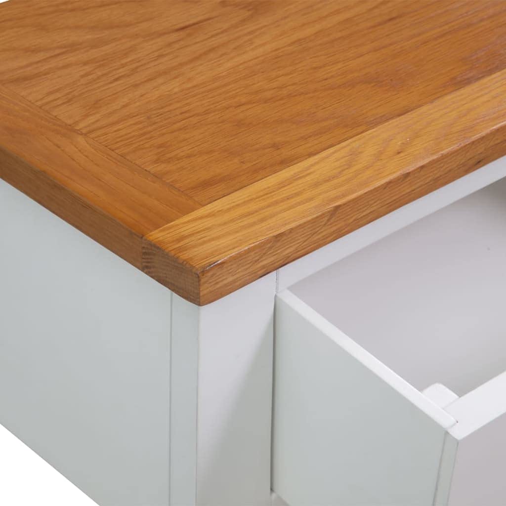 Brown Solid Oak and Acacia Wood Console Table with 2 Drawers and Storage Shelf D4442