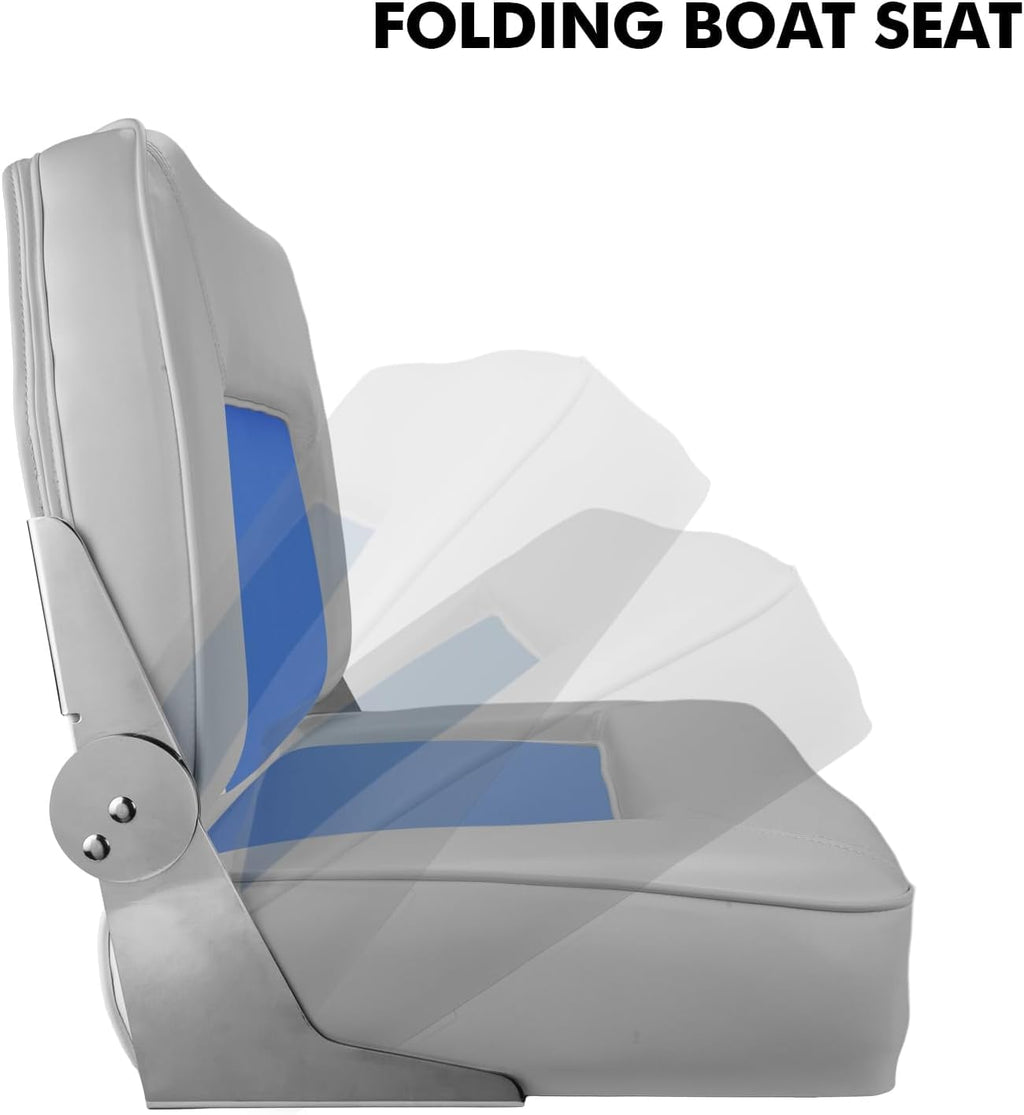 Folding Boat Seat Grey and Blue Q6091