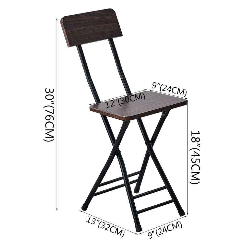 18 Inch Black Metal Folding Bar Stool with Backrest and Footrest I379