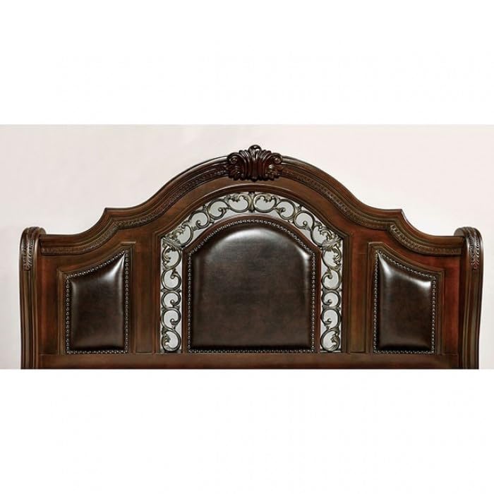 California King Size Traditional Bed in Brown Cherry Espresso Finish J731