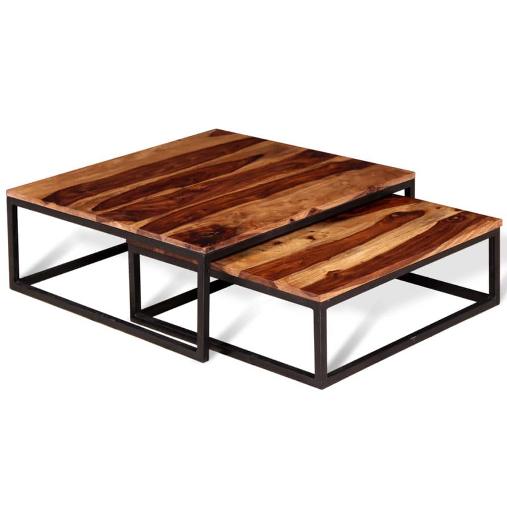 Two Piece Nesting Solid Sheesham Wood Coffee Table Set A10538