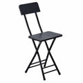18 Inch Black Metal Folding Bar Stool with Backrest and Footrest I379