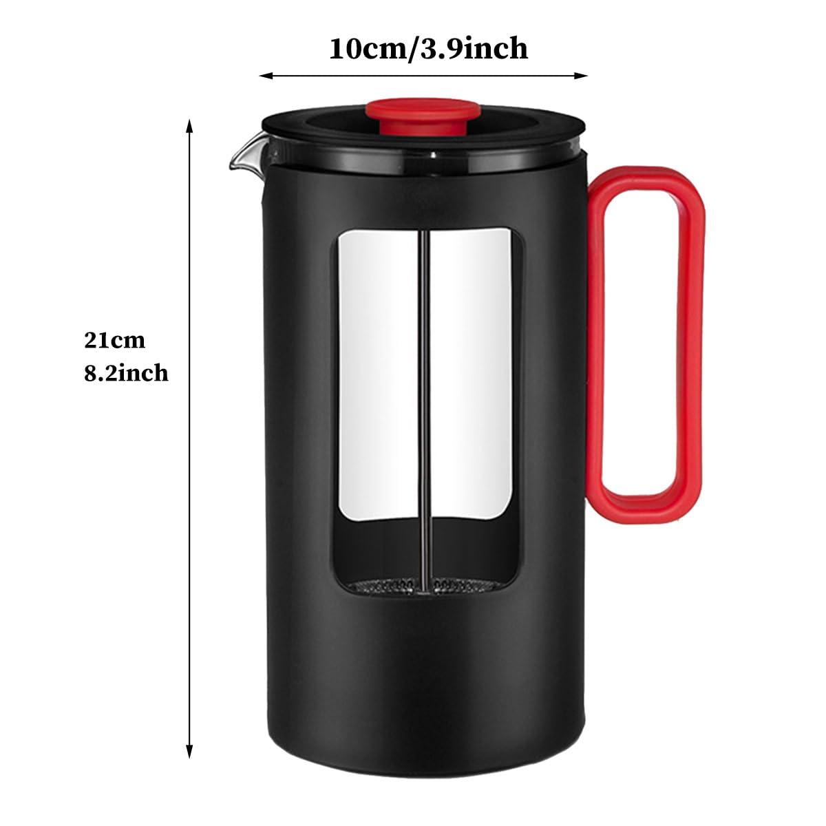 French Press Coffee Maker with Plastic Handle, Double Wall Insulation & Stainless Steel Filter P718