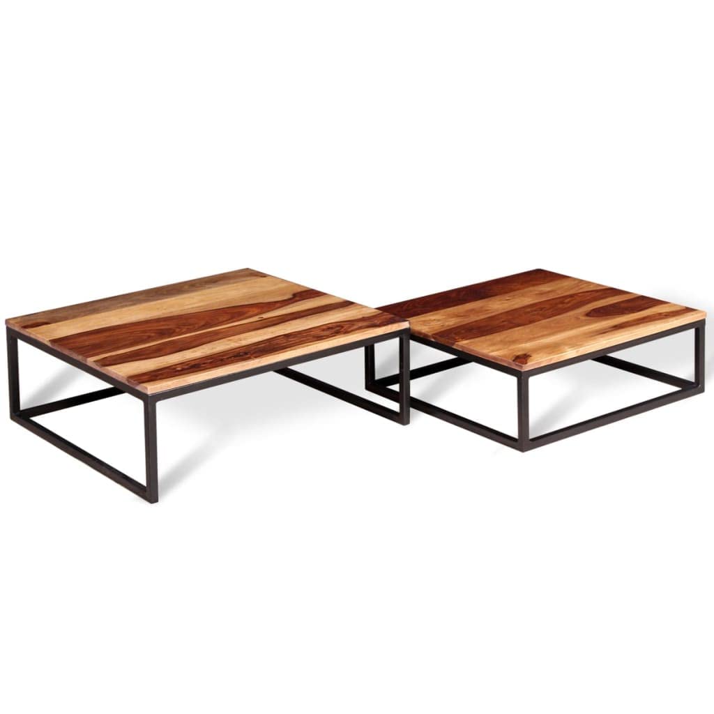 Two Piece Nesting Solid Sheesham Wood Coffee Table Set A10538