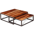 Two Piece Nesting Solid Sheesham Wood Coffee Table Set A10538