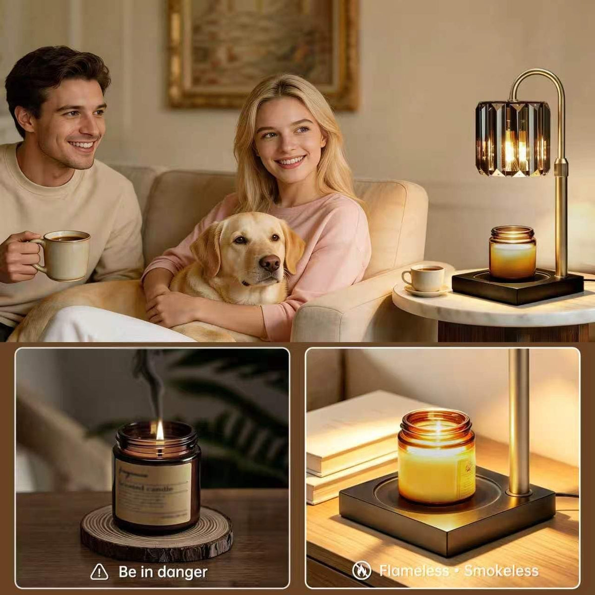 Black Dimmable Candle Warmer Lamp with Timer A59436