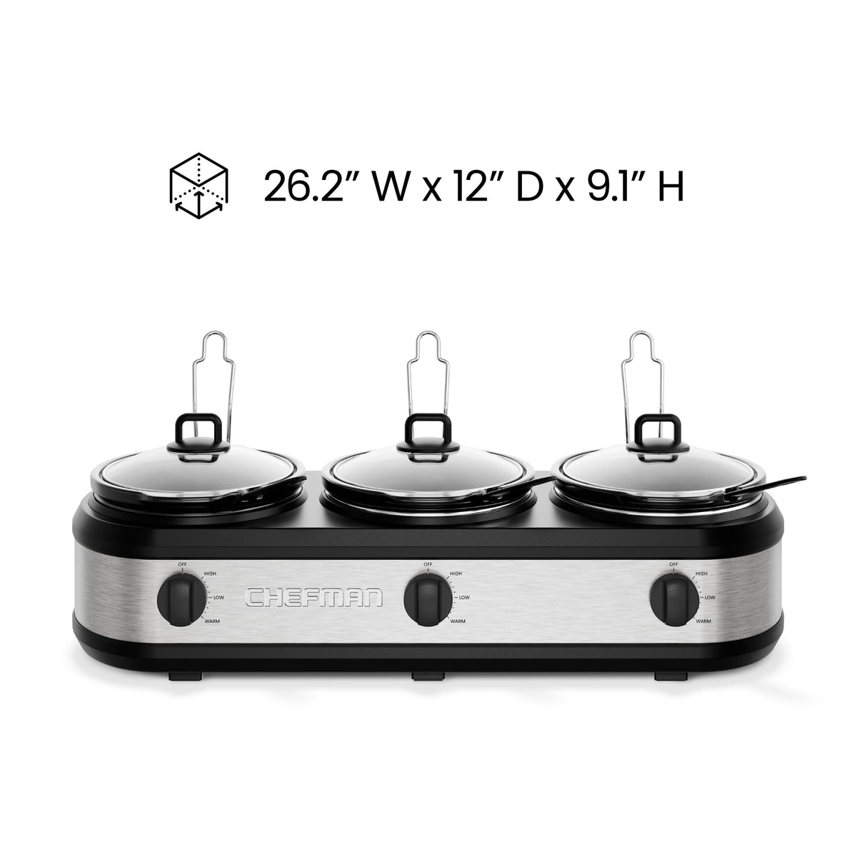 Triple Slow Cooker with 2.5 Qt Ceramic Crocks N2508