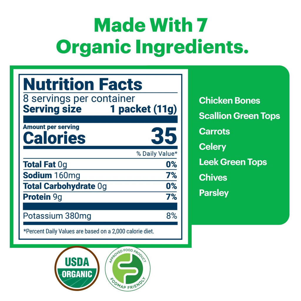 Organic Freeze Dried Chicken Bone Broth Powder 8 Single Serve Packets Z7216