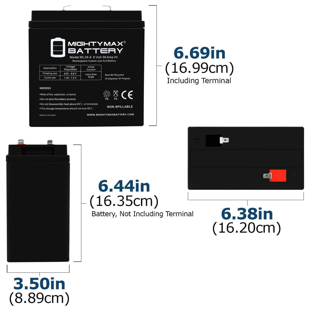 6V 36Ah AGM F2 Terminal Battery C5255