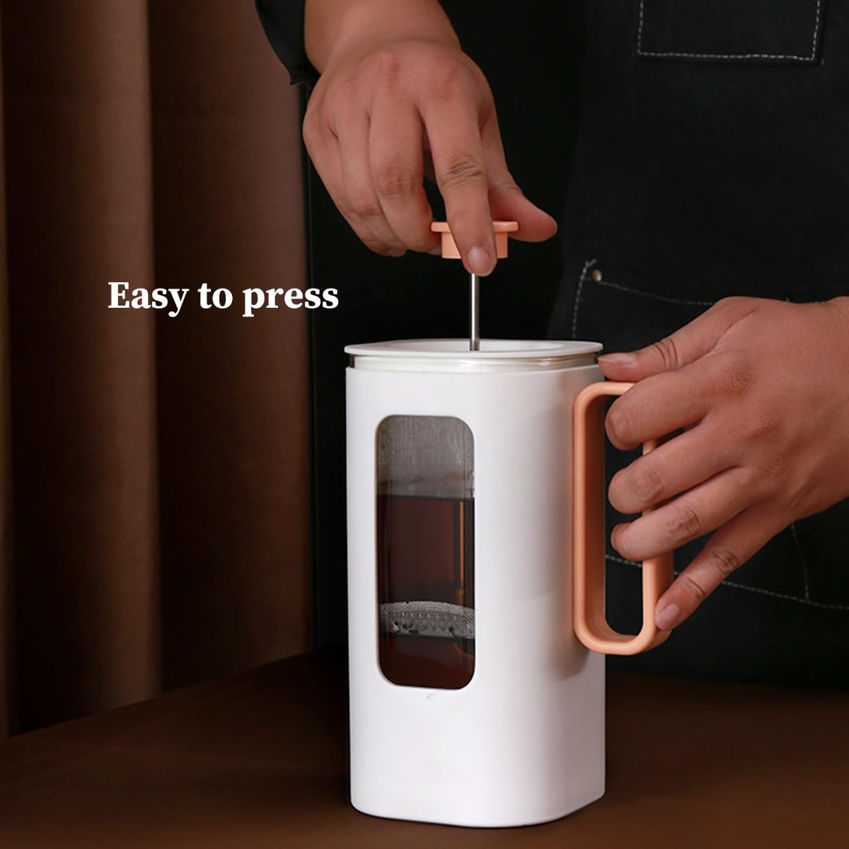 French Press Coffee Maker with Plastic Handle, Double Wall Insulation & Stainless Steel Filter P718