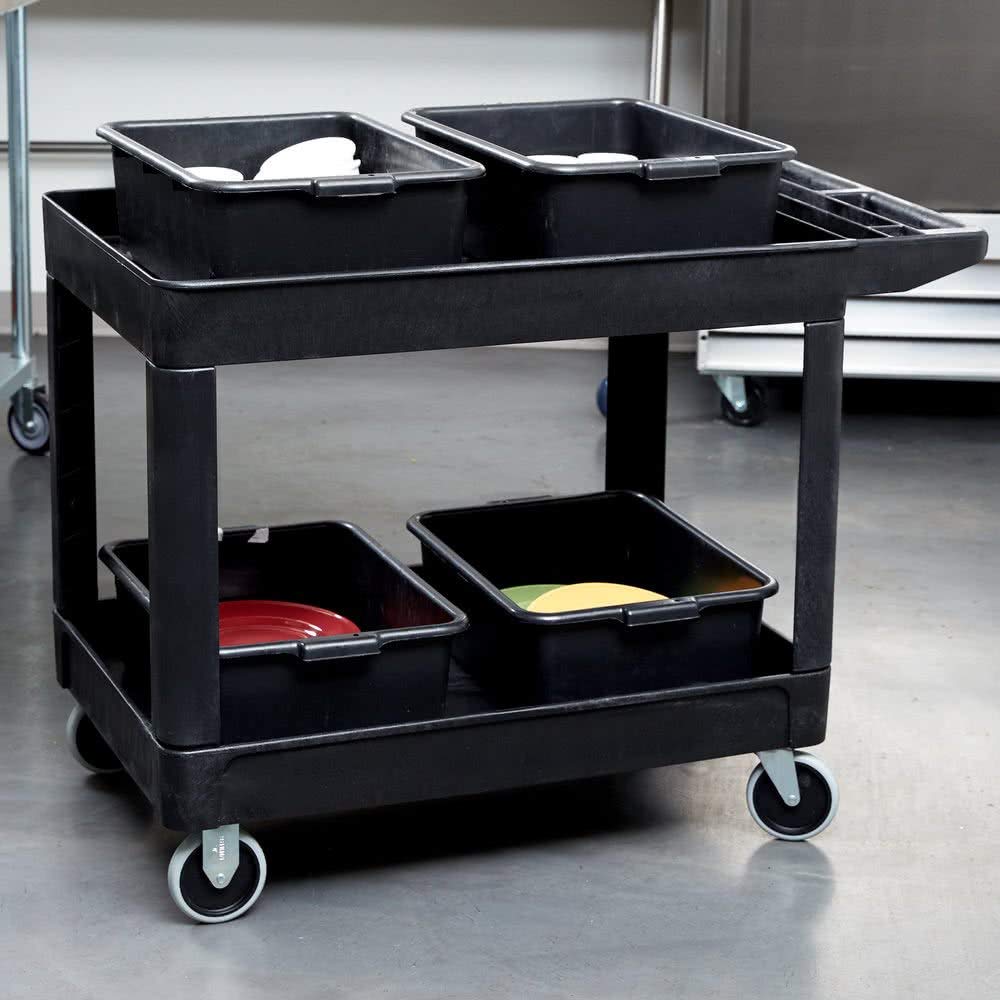 2-Shelf Utility Service Cart, Black, 500 lbs. Capacity U91979