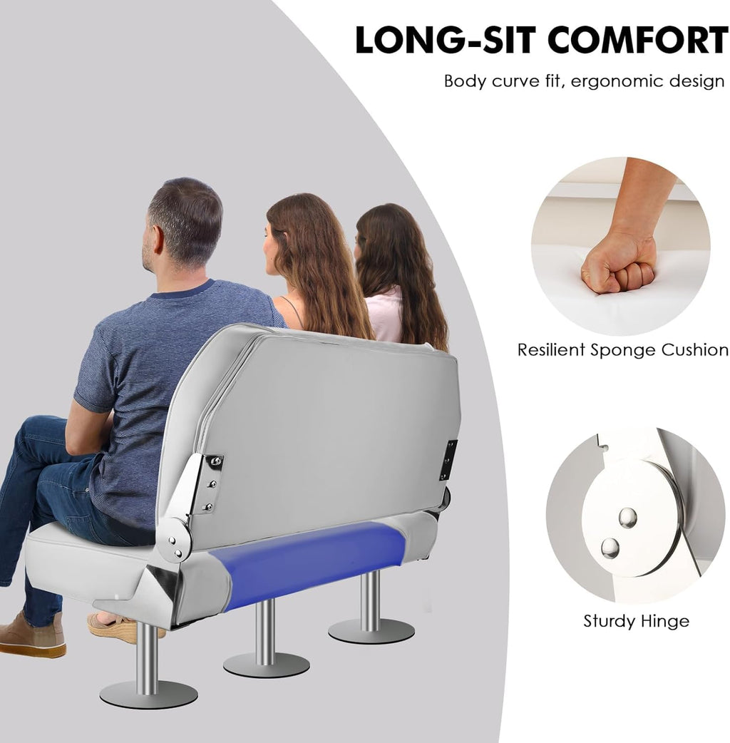 Folding Boat Seat Grey and Blue Q6091
