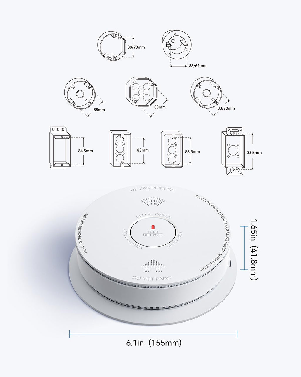 Smoke and Carbon Monoxide Detector Combo 10 Year Battery E536866