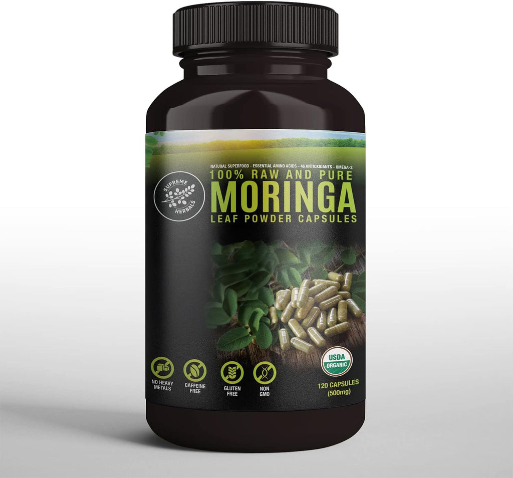 Organic Moringa Leaf Powder Capsules 500mg 120 Capsules O387