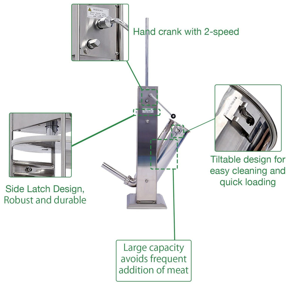 Stainless Steel 2 Speed Vertical Sausage Stuffer with 4 Nozzles O1960