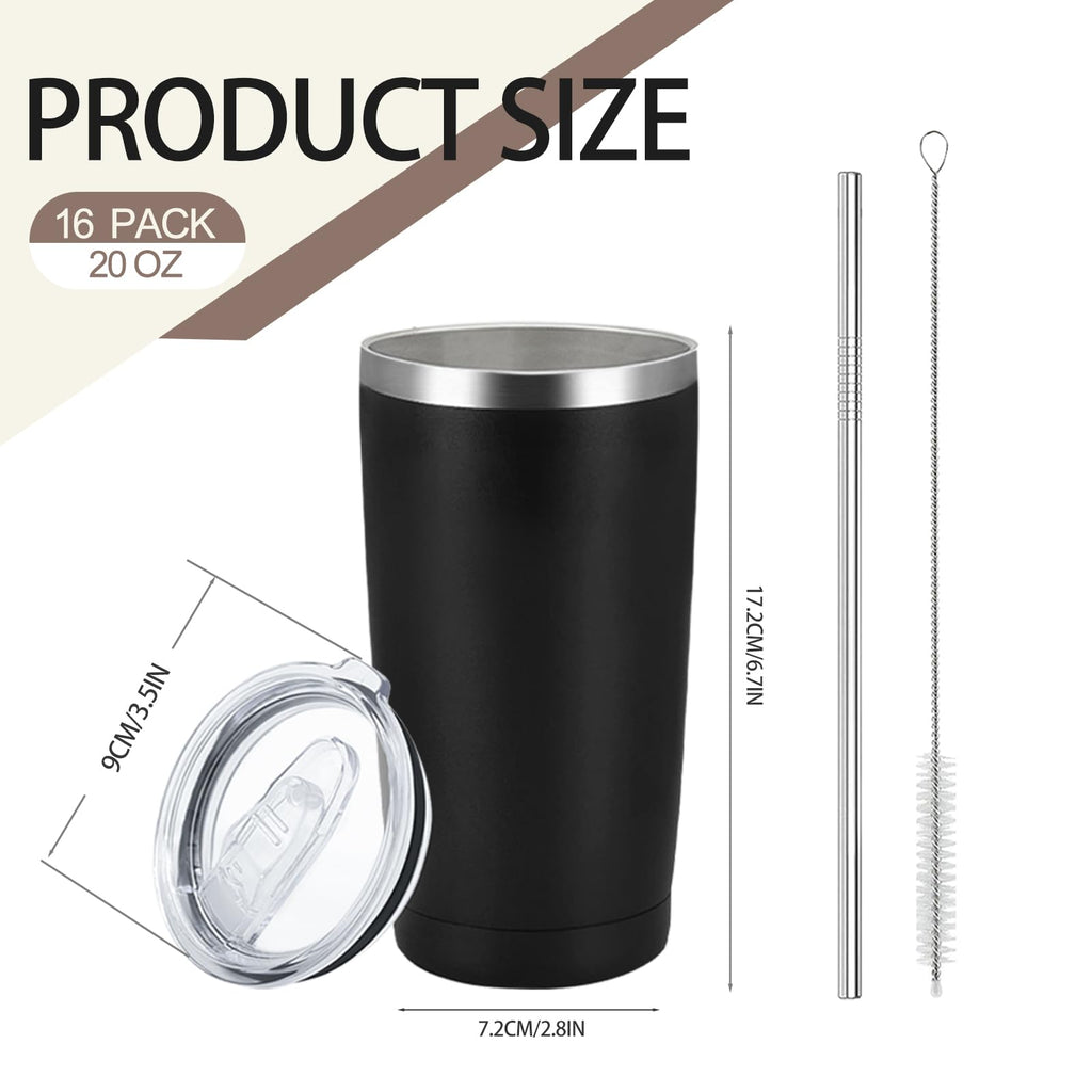 20 Pack Stainless Steel Insulated Tumbler with Straws Y115