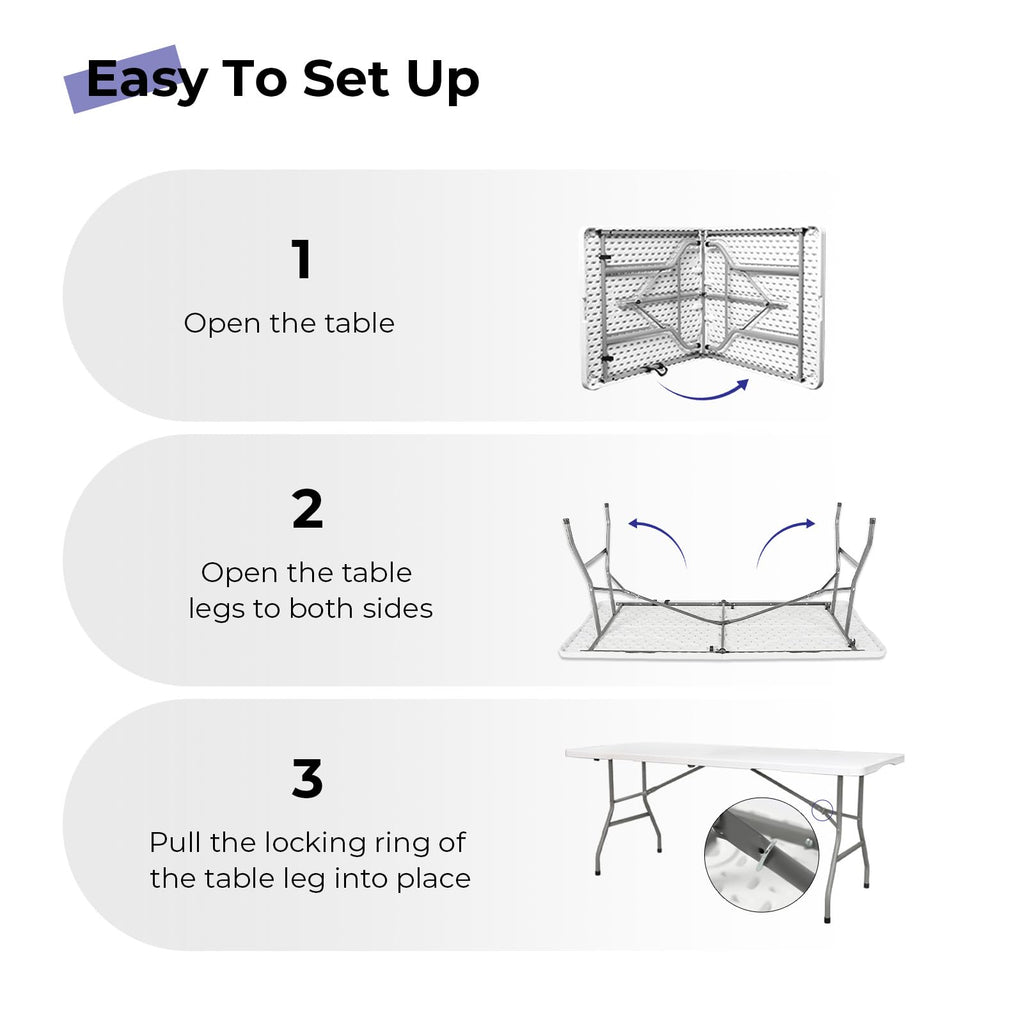 White 6ft Heavy Duty Folding Table P65323
