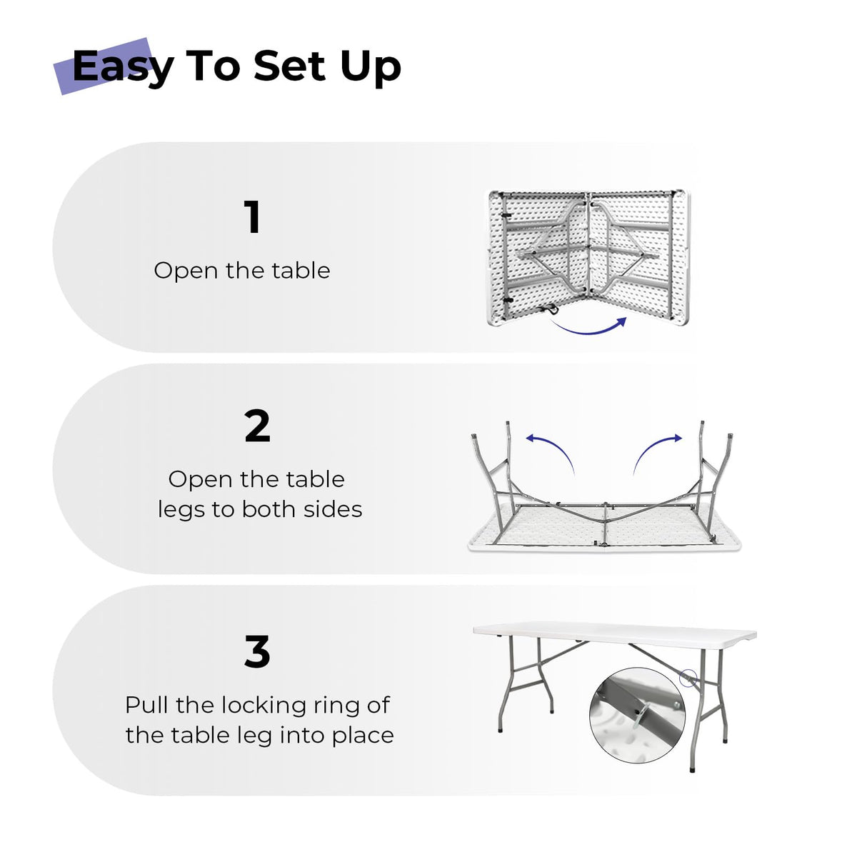 White 6ft Heavy Duty Folding Table P65323
