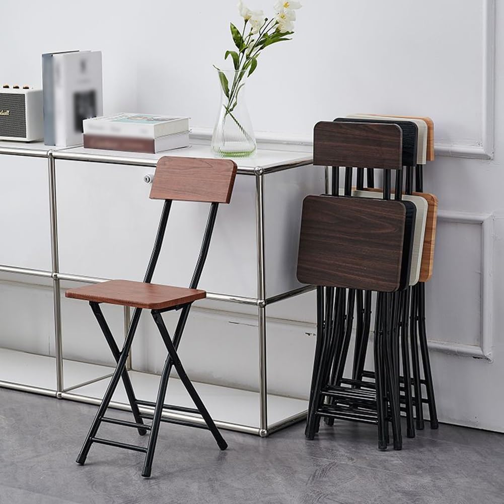 18 Inch Black Metal Folding Bar Stool with Backrest and Footrest I379