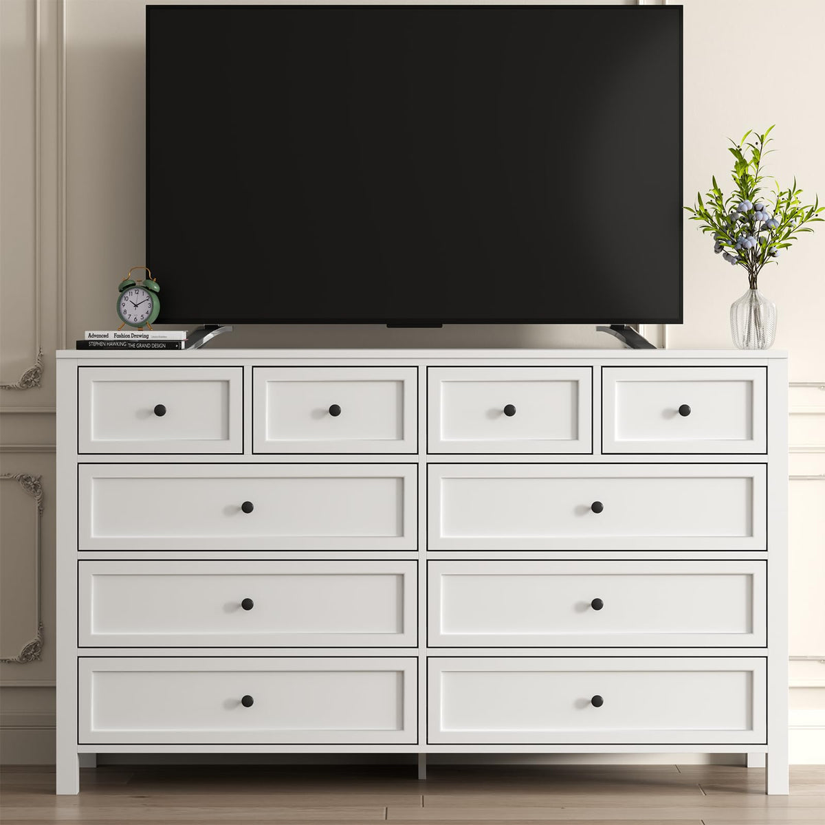 White 10 Drawers Dresser A381
