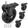 5 Inch Swivel Threaded Stem Casters Set of 4 Heavy Duty 2400lbs Black P828