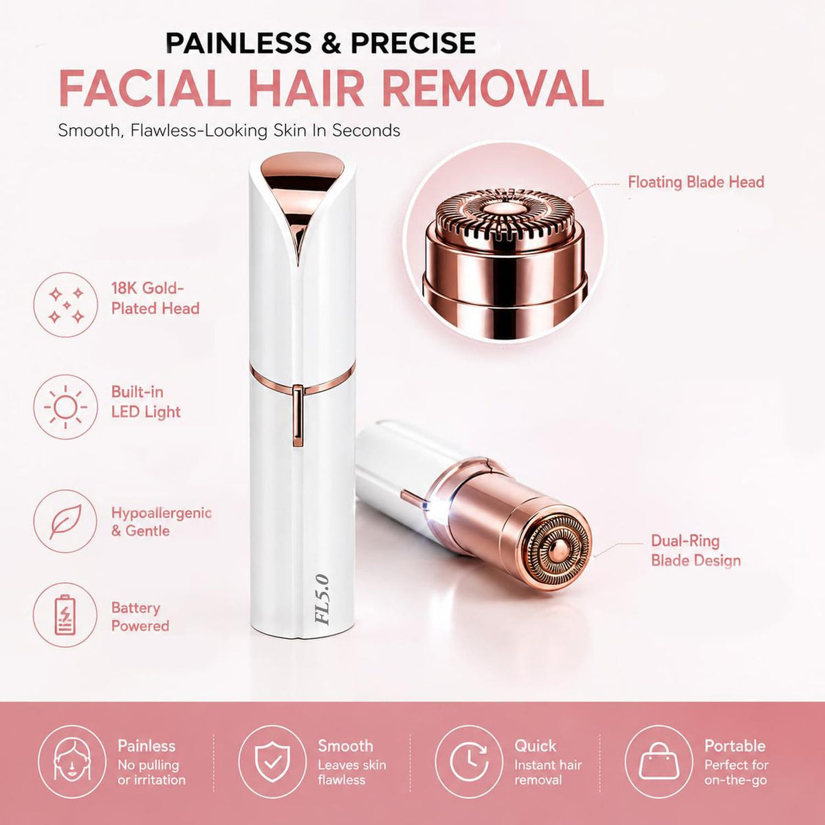 Facial Hair Remover with LED Light P5345