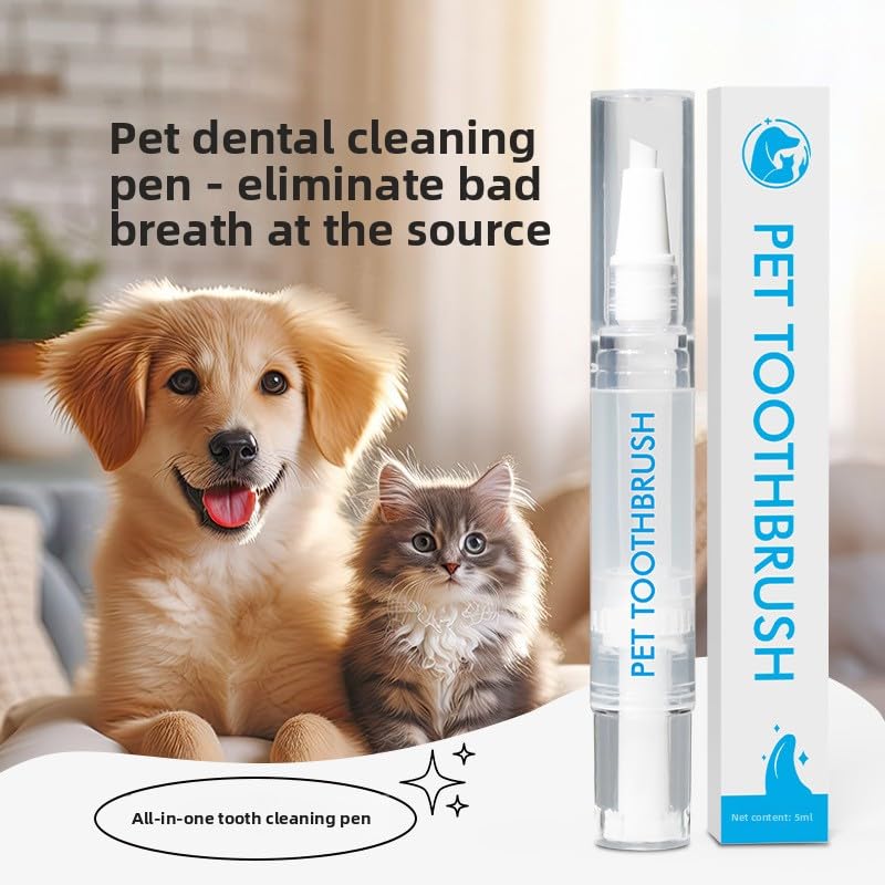 Pet Teeth Cleaning Pen 2-Pack Twist-Up Toothbrush Gel Kits with 45-Degree Soft Brush Head S879194