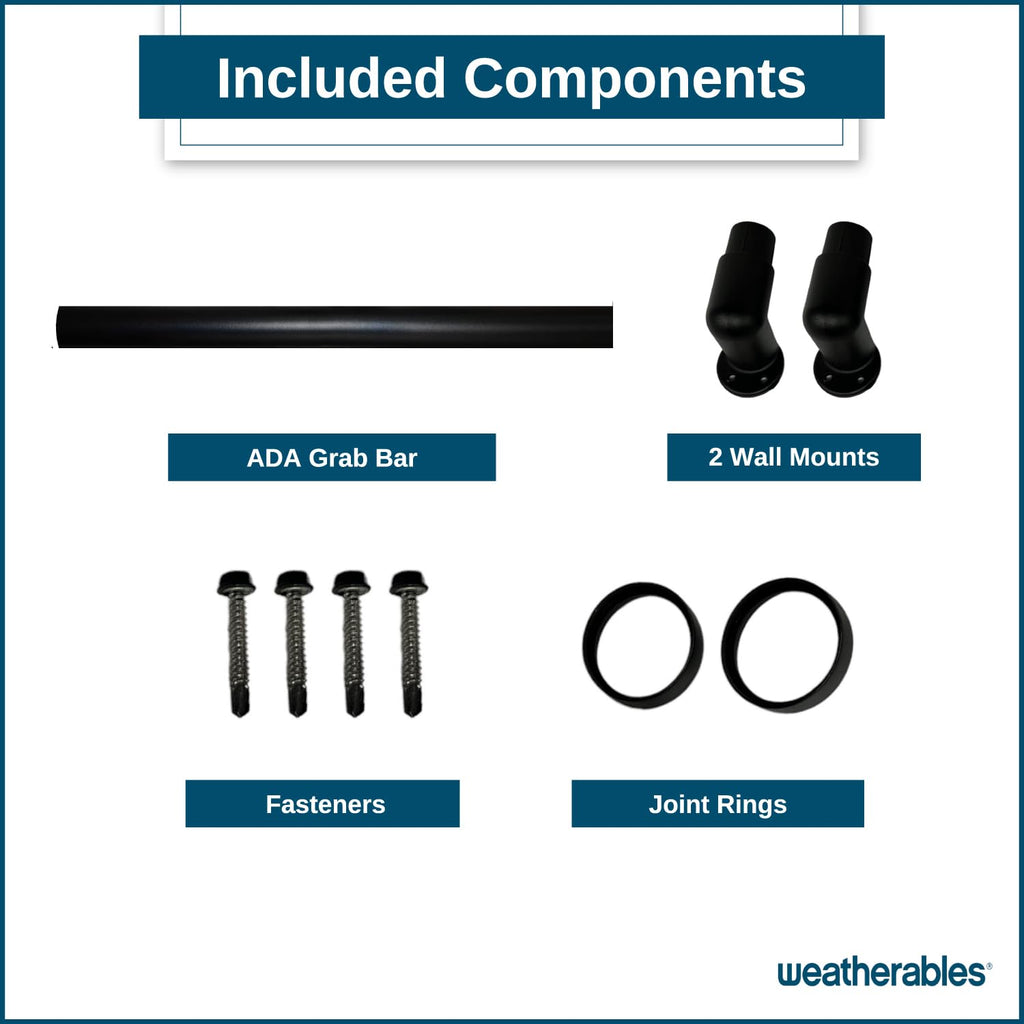 6’ Black Aluminum Handrail Kit K348385