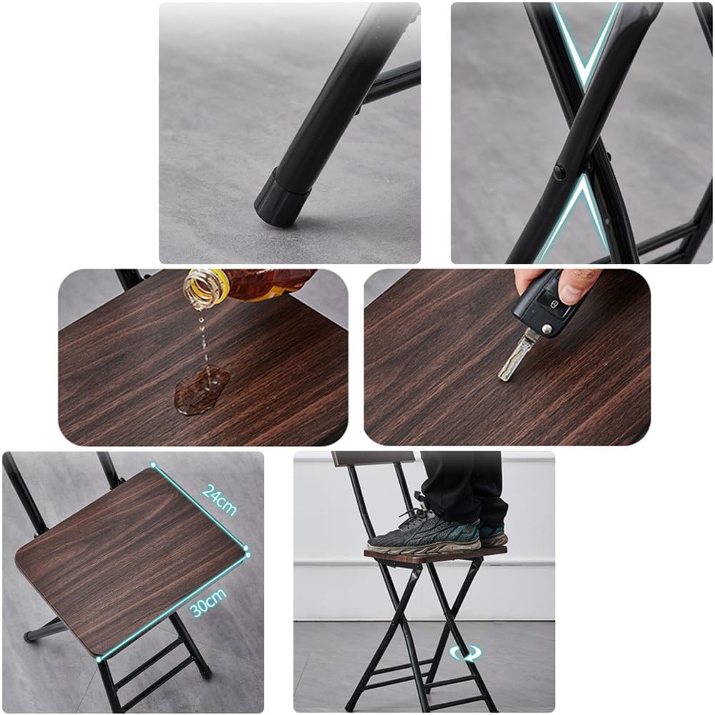18 Inch Black Metal Folding Bar Stool with Backrest and Footrest I379