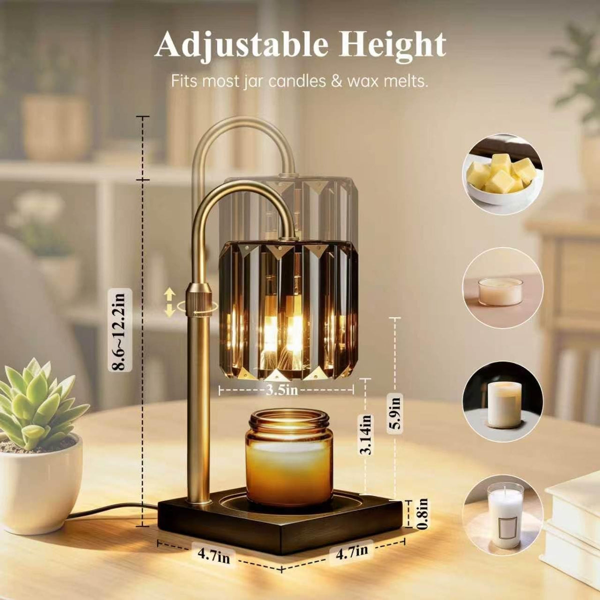 Black Dimmable Candle Warmer Lamp with Timer A59436