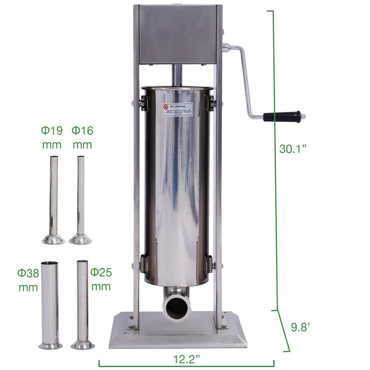 Stainless Steel 2 Speed Vertical Sausage Stuffer with 4 Nozzles O1960