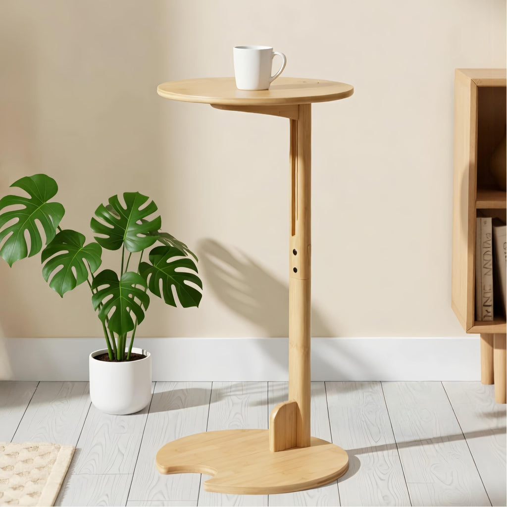 Adjustable Bamboo C Shaped Side Table A26099