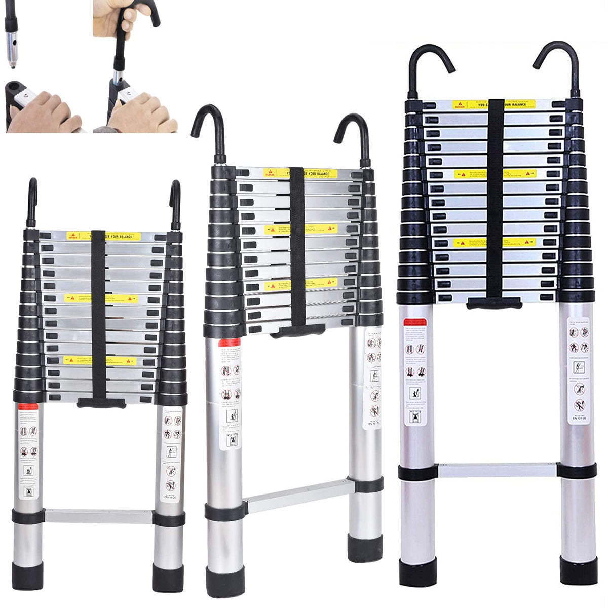 Aluminum Telescoping Extension Ladder 330 Lb Capacity T14027
