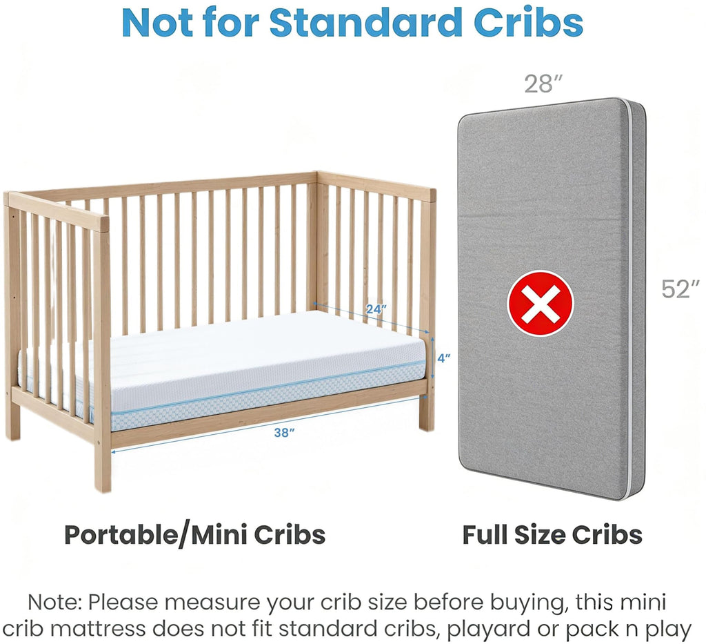 38x24x4 Cooling Gel Memory Foam Mini Crib Mattress X742676