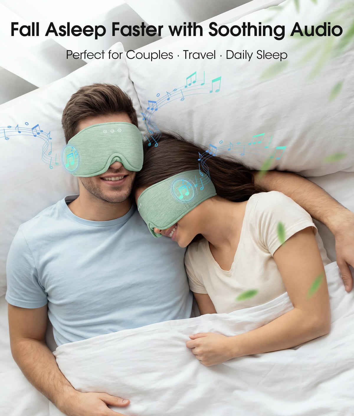 Bluetooth Sleep Headphones Eye Mask Bamboo Fiber P4458