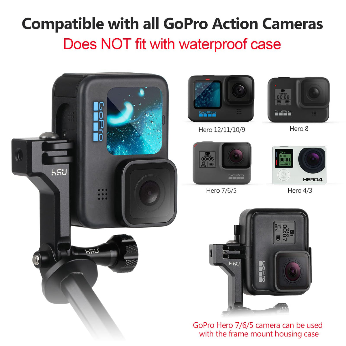 Aluminum Vertical Bracket Adapter with 1/4"- 20 Hole for Action Cameras V373