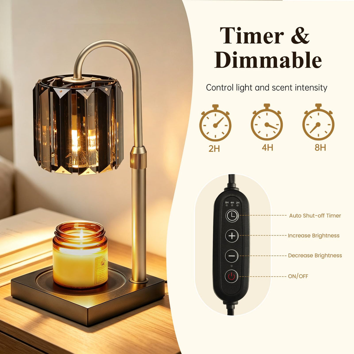 Black Dimmable Candle Warmer Lamp with Timer A59436