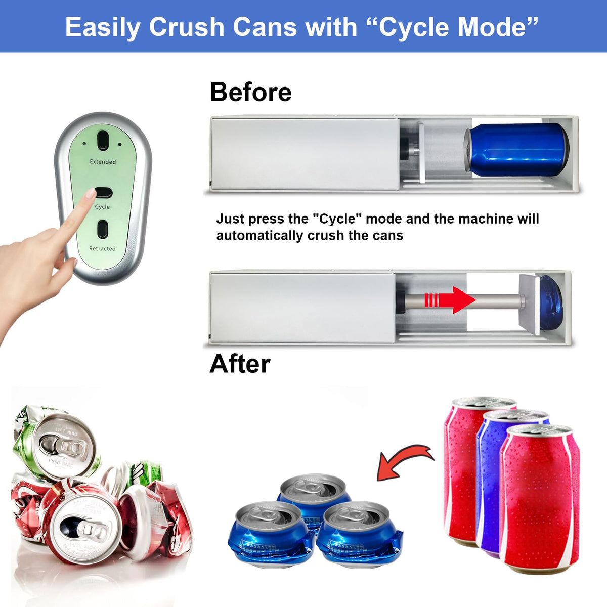 Electric Can Crusher with Button Controller L49220