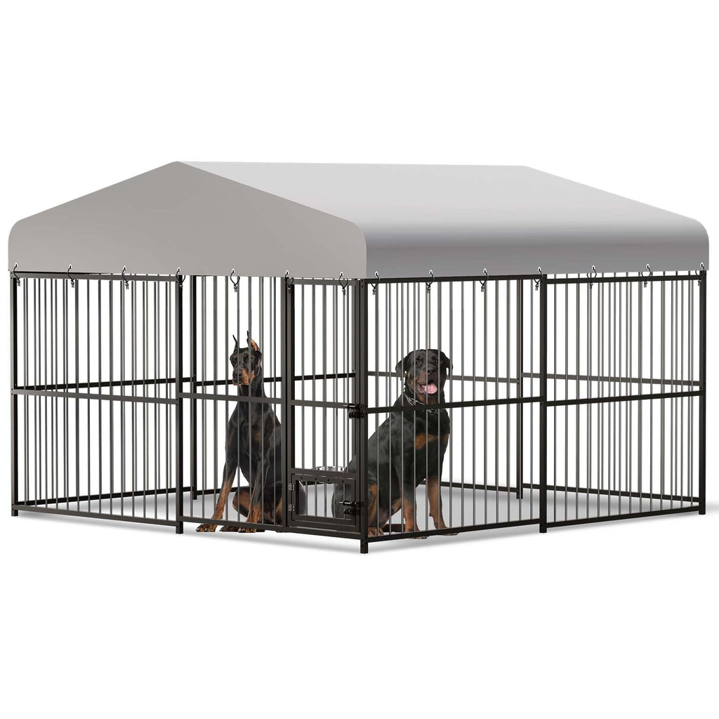 10x10x6 FT Heavy-Duty Metal Dog Kennel with Cover K4075