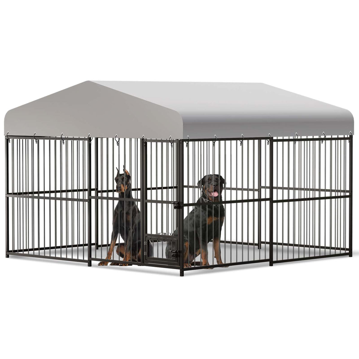 10x10x6 FT Heavy-Duty Metal Dog Kennel with Cover K4075