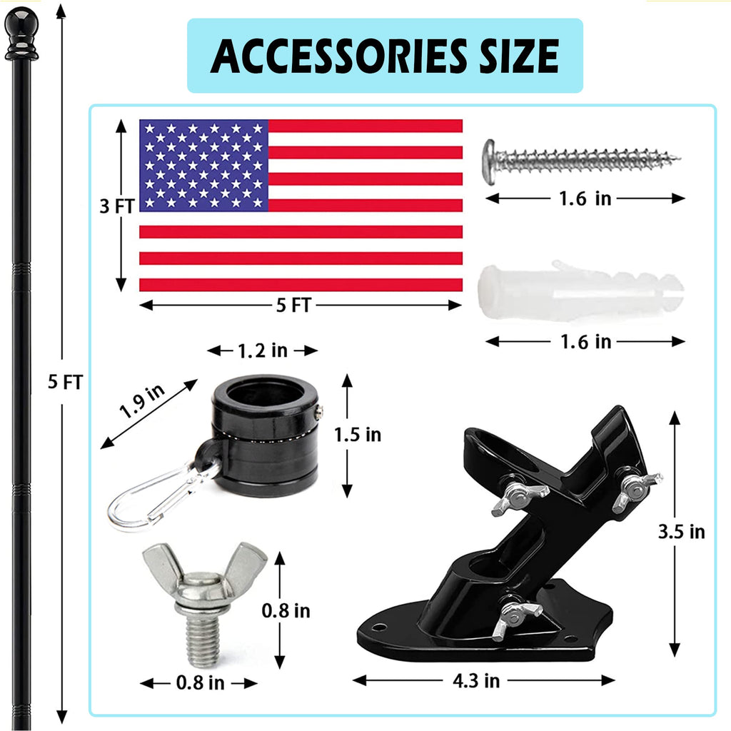 5FT Tangle Free Spinning Metal Flag Pole Kit with 3x5 Flag Z30543