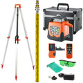 Green 360 Degree Self Leveling Rotary Laser Level Kit with Tripod & Staff I92576