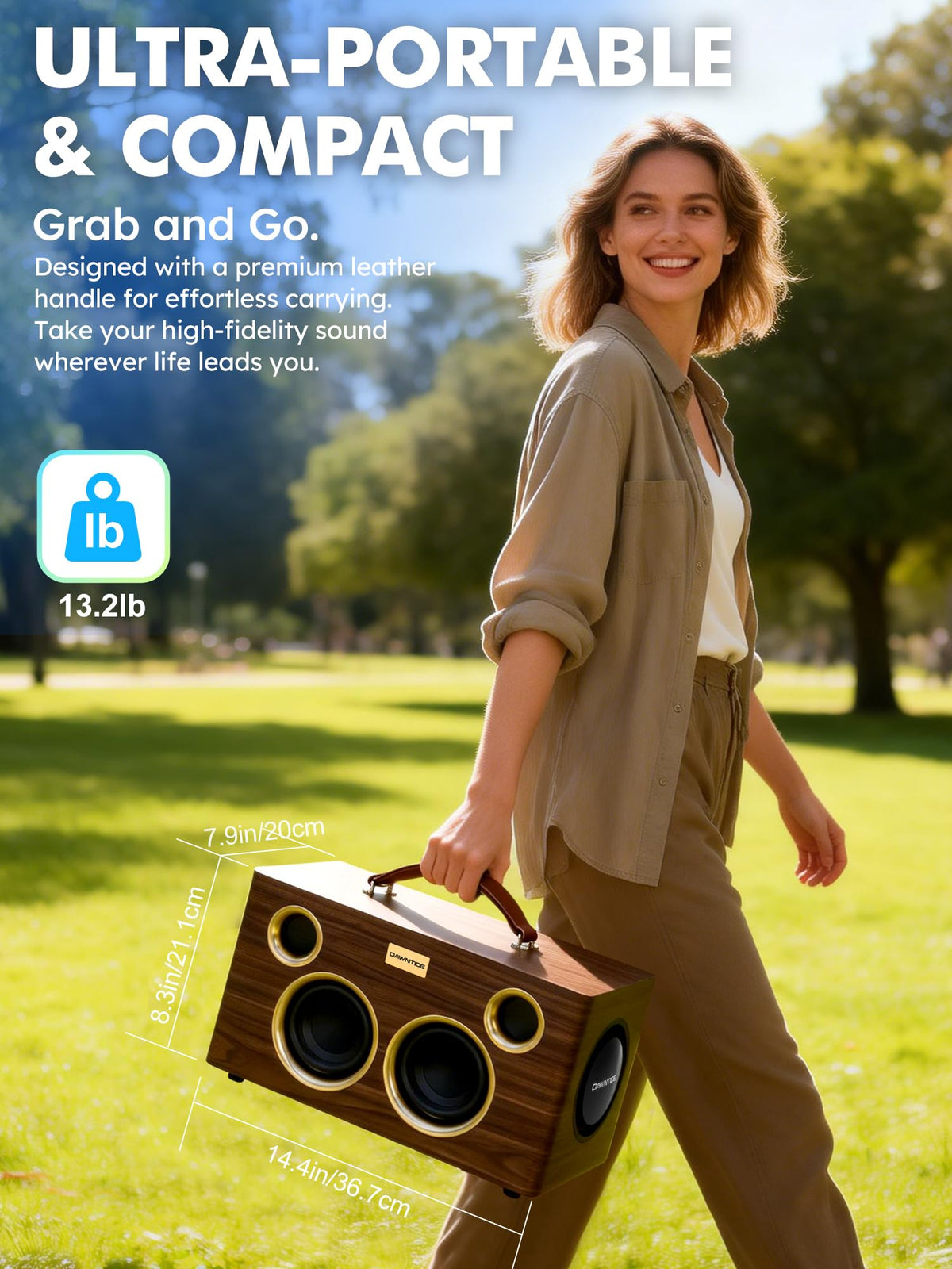 Portable Bluetooth Speaker 240W Peak Power Wooden Audio System B695