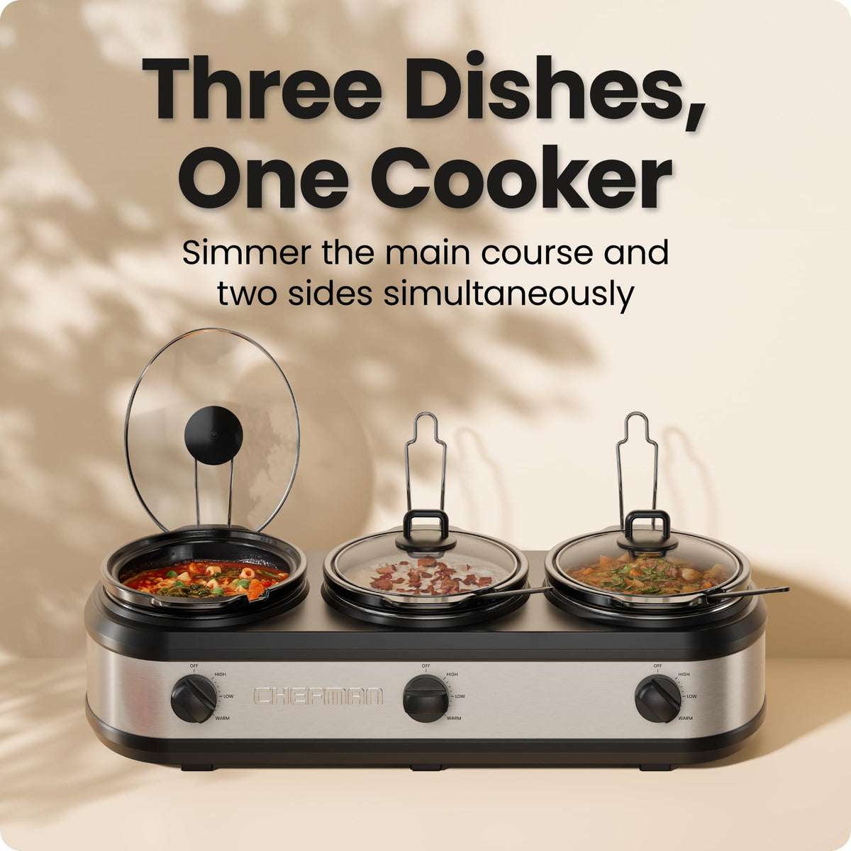 Triple Slow Cooker with 2.5 Qt Ceramic Crocks N2508