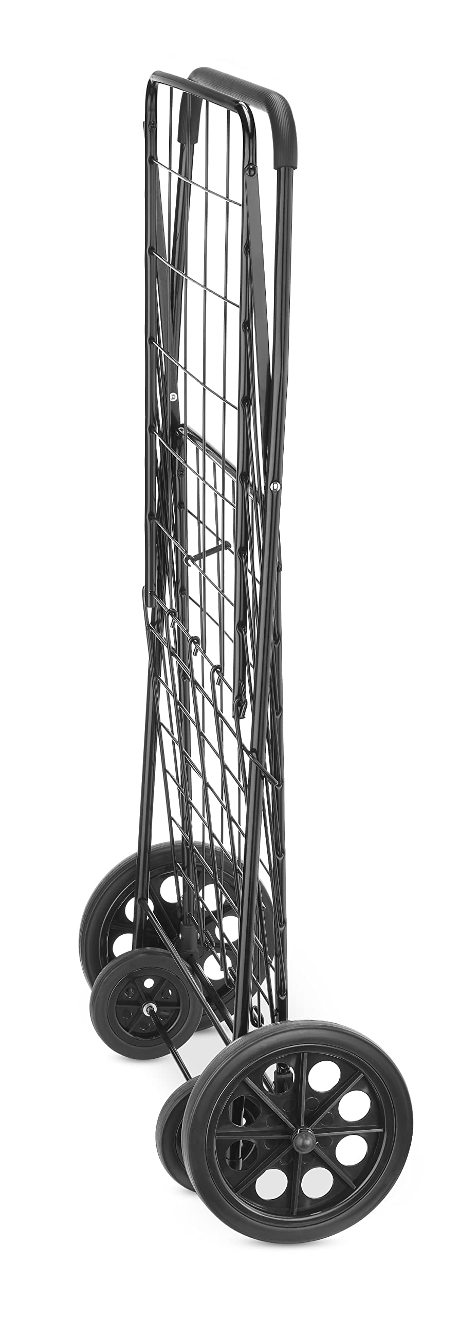 Extra Large Foldable Shopping Cart with Wheels, 100 Lb Capacity, Steel Frame, Black O59294