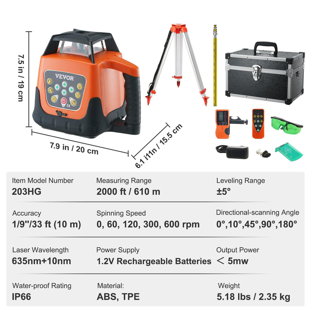 Green 360 Degree Self Leveling Rotary Laser Level Kit with Tripod & Staff I92576