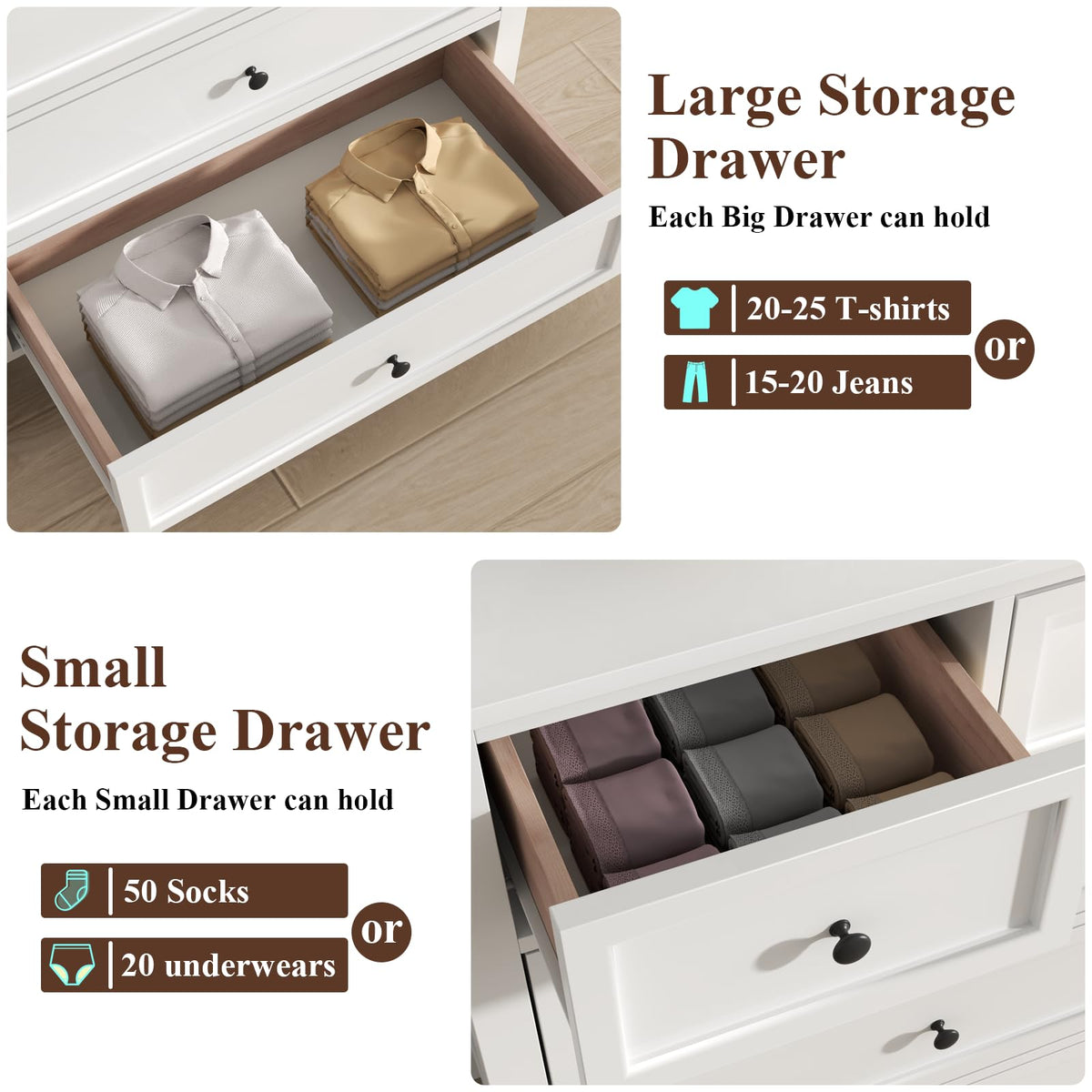 White 10 Drawers Dresser A381