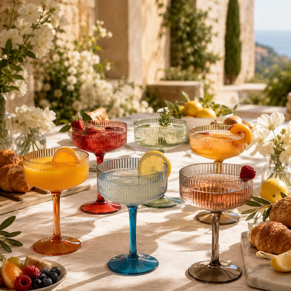 Ribbed Acrylic Martini Glasses Set of 6 F617