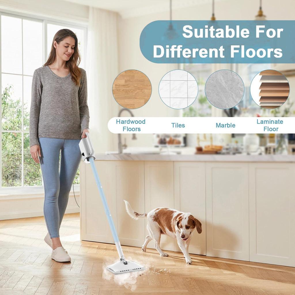 6 in1 Steam Mop Cleaner with 2 Modes, 2 Microfiber Pads, 400ML Removable Tank H87813